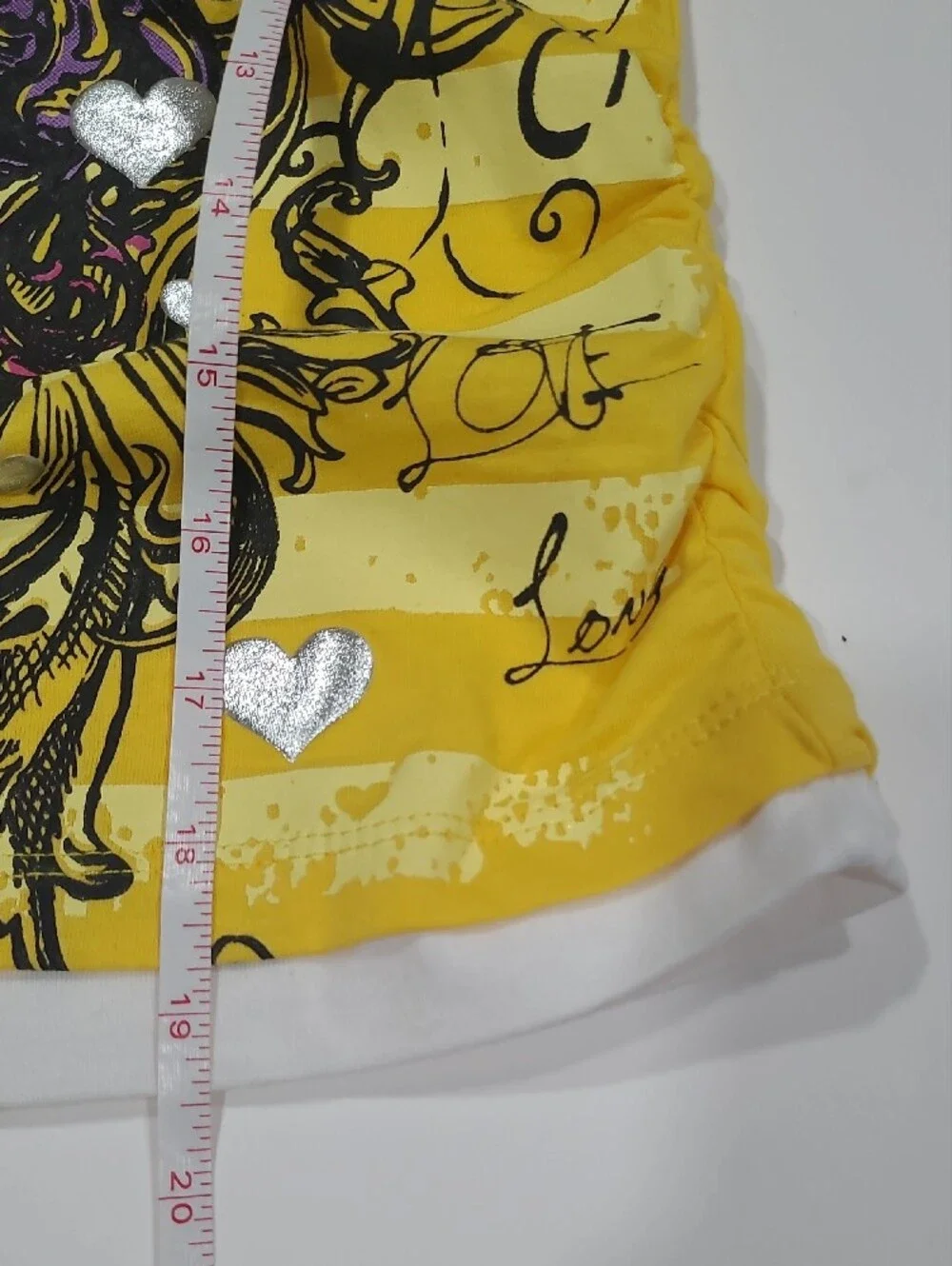 Eye Candy Yellow Girls' Love Heart Graphic Tee Sz S (7/8)